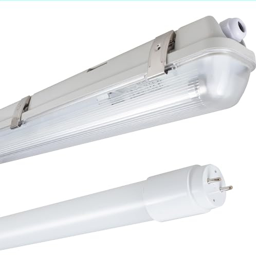 Proventa Feuchtraumleuchte mit Bewegungsmelder 150cm, 20,5W, 3100 Lumen, IP65, IK08, 4000K Neutralweiß, flackerfrei, für Keller, Garage, Werkstatt, Deckenmontage, G13-Fassung, 50.000h