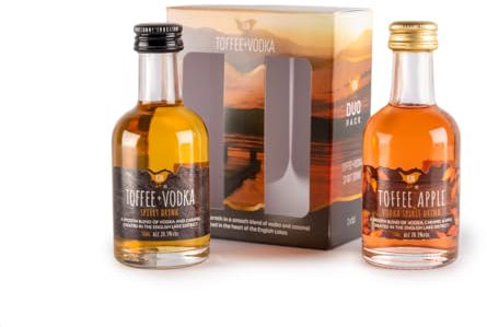 Kin Vodka Toffee and Toffee Apple Vodka Duo Set 20.3% ABV - Smooth & Rich Caramel Undertones, Subtle Vodka Kick, Created in the Lake District, 2 x 5cl Bottles