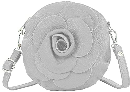 modamoda de T225 Damen Leder Umhängetasche Abendtasche Clutch Blüte Klein, handmade in Italy