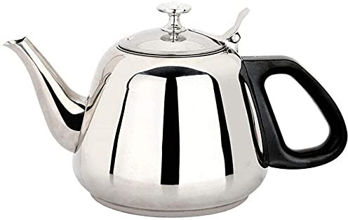 ZHANGZONG Bouilloire INOX Théière en Fonte Bouilloire sifflante Bouilloire à Fond Plat 1L, chaudière à thé pour théière en Acier Inoxydable à Eau Chaude. Universelle pour cuisinière à gaz/