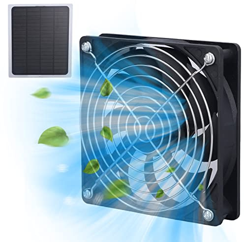 Solarpanel Lüfter Kit, 6 W Solar Panel Fan Kit, Solarventilator für Gewächshaus, wasserdicht, Abluftventilator Solar Gewächshausventilator für den Außenbereich für Hühnerställe, Schuppen, Haustie