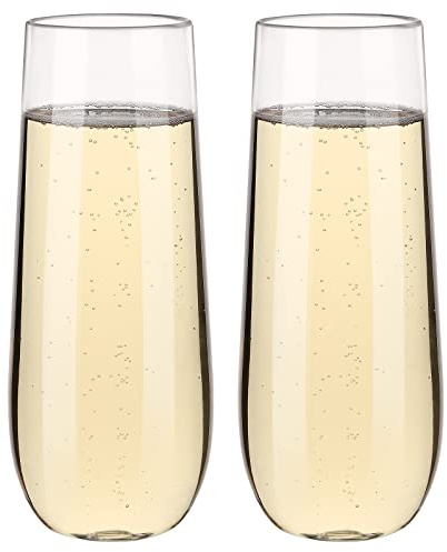 Verres à vin plastique sans pied | 250 ml lot de 2 | Gobelets à vin réutilisables | Verres à boire sans BPA | Idéal pour le vin rouge et blanc, le cocktail - Transparent