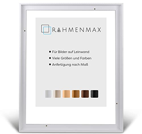 RahmenMax® Luzern Schattenfugenrahmen 30x30 cm aus lackiertem Massiv Holz/Rahmen für Leinwand/Bilderrahmen für Keilrahmen/Leinwandrahmen in Weiß - Maßanfertigung möglich