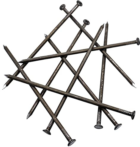 SKIR'CO (3 pièces) Acier 8.0 x 300mm Clous de Construction Tête Plate Rond Clou Multi-Usages pour Bois