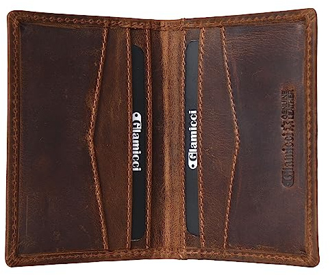 Glamicci Bifold Small Wallet for Men & Women | RFID Blocking Leather Slim Wallet for Men & Card Wallet | Genuine Leather Wallet RCH2TNH (Hunter Tan)