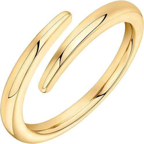 aesdox 14K Vergoldet Kubik Zirkonia Offen Twist Ewigkeitsband Umarmungsringe für Frauen, Farbe Gold, Ringgröße 16.5