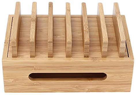 Rack Per Stazione di Ricarica, Ripiano di Ricarica, Stazione di Ricarica Per Dispositivi Multipli Dock Per Cellulare in Legno Scatola di Immagazzinaggio Per Organizer Per Computer Portatile