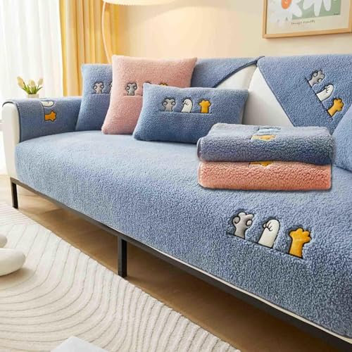 YSZBD Universal Sofabezug Ecksofa L/u Form Sofaschoner rutschfest Sofabezug 3/4/2 Sitzer Couch Überzug Sofaüberwürfe Winter Süß Plus Samtverdickung,#39-110x210cm