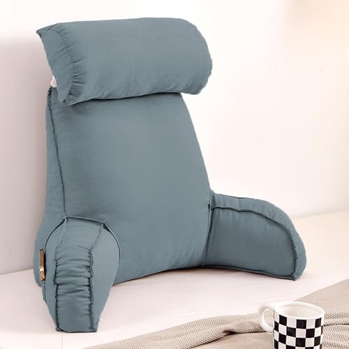 XIEMINLE Großes Lesekissen für Sofa, Stuhl, Bett, Armkissen, Kuschelkissen, Lendenwirbelstützkissen, Rückenlehne, Loungekissen, Taillenkissen, Rückenstützkissen zum Lesen, 75 x 40 x 55 cm, Blau