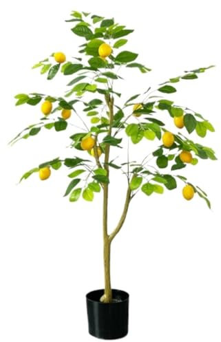 REEKOS Künstliche Pflanze Kunstbaum Künstlicher Baum Künstlicher Zitronenbaum, Hoch, Künstliche Zitronen-Seidenpflanze Mit Korb, Künstlicher Zitronen-Obstbaum Für Den Innenbereich Kunstpflanze