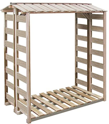 FENLAX Brennholz-Lagerschuppen 150x90x176 cm Kiefernholz Imprägniert Holzregal Außen Holzunterstand für Kaminholz Holz Aufbewahrung Aussen Stapelhilfe für Brennholz Aussen Holzregal Outdoor