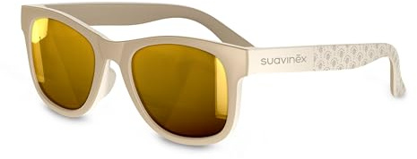 Suavinex, solglasögon för spädbarn 12–24 månader, polariserade, med UV 400 filter, 100 procent UVA- och UVB-skydd, med skyddsfodral, mycket flexibel och lätt, kvadratisk form, beige, Beige, 12-24