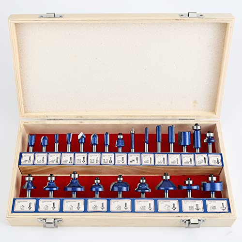 Yueqing Zhongji 1/4 Inch Shank Router Bits Set, 24 Piece | Tungsten Carbide, 6.35MM Shank, Professional router bits set