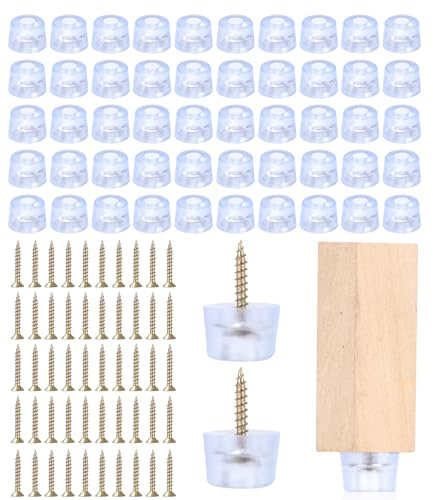 50 Stück Möbelgleiter Gummi, mit 20 mm Durchmesser Stuhlgleiter, Möbelgleiter mit 50 Stück Edelstahlschrauben, Gummifüße Schraubbar, Schneidebrett Gummifüße, für Schreibtische Sofas Schneidebretter