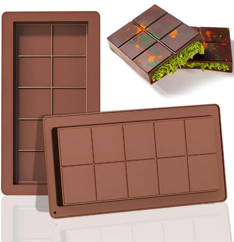 2 Pezzi Stampo per Cioccolato in Silicone, Stampi Cioccolatini Silicone, Stampo Cioccolato Antiaderente, Senza BPA, Stampo Silicone per Cioccolato, Praline, Caramelle, Stampo Barretta Energetica