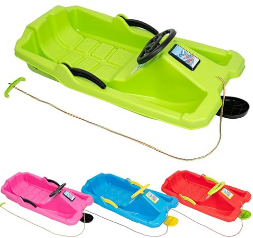 MOLTI Lenkschlitten, 84 cm, inkl. Zugseil ausgefeiltes Lenksystem kälte- und lichtbeständiger Kunststoff Winterspaß Schnee (Grün)