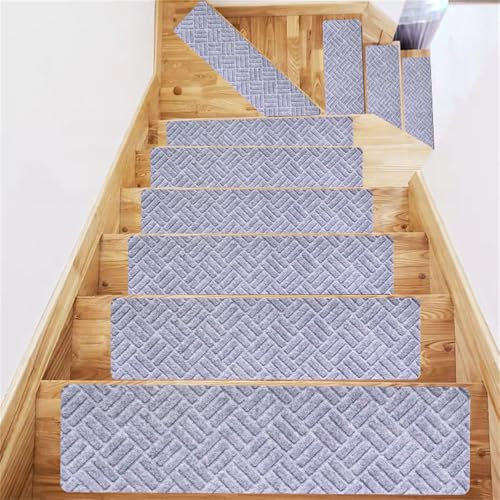 Odot Treppenstufen Matten, Rautenprägung Stufenmatten, Treppenteppich, Gummimatte Außenbereich, Stufenmatten Innen, 100% Polyester TPE -Rücken für Kinder, Älteste und Haustiere (Anthrazit,15 Stück)