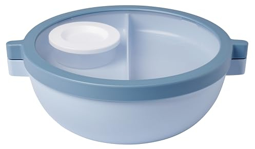 Mepal Vita Basic Bento-Lunchskål Med Flera Fack, Extra Dressingsbehållare Och Bricka, Sallads- Och Lunchlåda, 1 500 Ml, Blå, Vivid Blue
