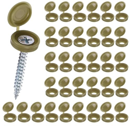 M METERXITY 100-Pack Plastic Hinged Screw Cover Caps, 5mm Shutter Screws with Caps, Fold Snap Washer Covers, Washer Flip Protection Covering M3 M4 M5 Screws Heads [Bronze]