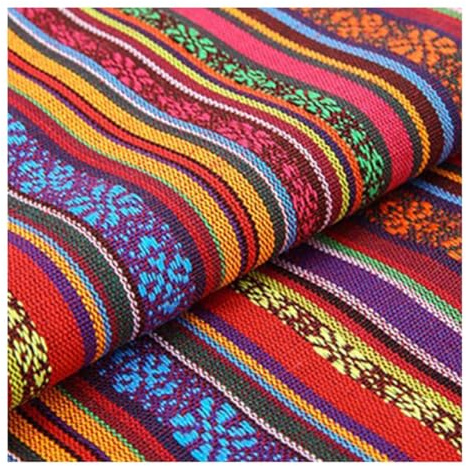 Vintage Jacquard Stoff Ethno Muster Dekostoff Meterware für DIY Nähen | Exotisches Muster verleiht selbstgemachten Produkten einen besonderen Vintage Look und dekorativen Stil.