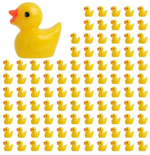 Mewtush 100 PCS Mini Anatre in Resina, Paperelle, Mini Anatre Gialle Decorazioni, Figure Miniature Realistiche per Giardino, Decorazioni per Paesaggi, Artigianato Fai-da-Te e Ornamenti per Terrari