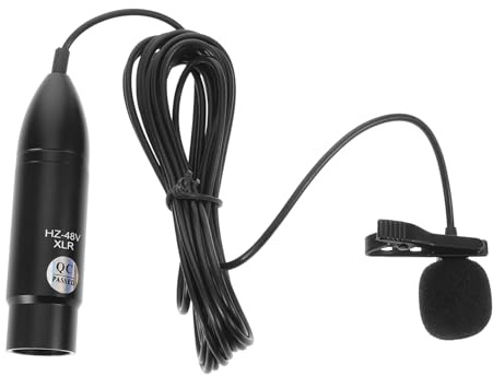 Gatuida Microfono Lavalier a Condensatore Interfaccia Xlr a 3 Pin 48v, Leggero, Direzionalità Cardioide, per Dirette e Discorsi, Nero