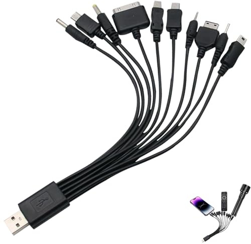 10 in 1 Universal Phone Charger Multifunktions USB Ladekabel Ladekabel für mehrere Geräte Kompatibel mit iPhone Huawei PSP HTC LG Samsung Nokia Zte und Sony Ericsson
