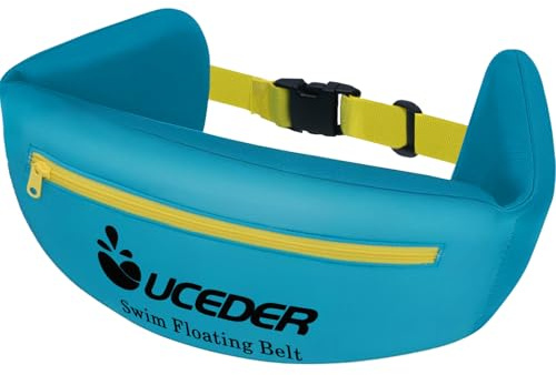 UCEDER Swim Belt for Adults, Adjustable Flotation Belt,Water Aerobics Belt with Zippered Pocket,3-Section EPE Swimming Buoyancy Belt,Pool Exercise Equipment for Cross Training, Aqua Jogging（L）