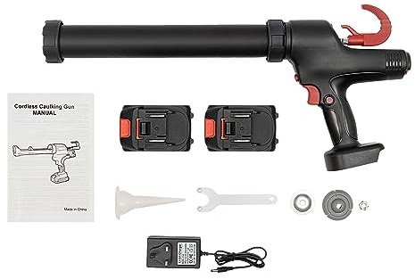 whsiodj 8000N Heavy Duty Sealant Caulking Gun with with 2x2000mAh-Batteries Electric Caulk Gun,6 Adjustable Speeds,Electric Sealant Gun Auto Retract for Filling and Sealing