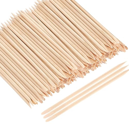 elook 200PCS Orange Sticks, Wooden Cuticle Sticks for Manicure Pedicure, Dual Ended Nail Care Sticks with Pointed and Flat Ends, Suitable for Nail Styling, Eyebrow Shaping and Home Care