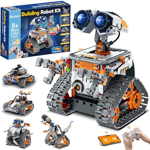 VEPOWER Technic Robot Juguete, 5 en 1 Robots Programable para Niños de 8 a 12 Años,Juego de Construcción Stem de Robot con App y Mando a Distancia, Regalo Ideal para Cumpleaños y Navidad (488 Piezas)