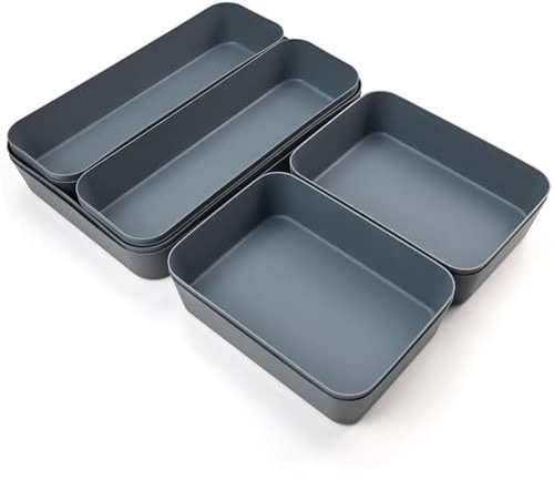 CHICHI:OÜ Schubladen Organizer 10 Stücke - Kunststoff Küchen Organizer Schublade, Büro Schminktisch mit 3 Größen, Aufbewahrung Organisation für Make up Badezimmer Küche Büro Kunststoff Schminktisch