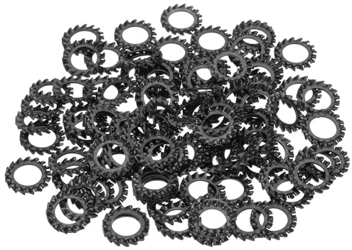 QUARKZMAN 100Pcs Arandelas De Bloqueo Con Dientes Externos, Arandelas De Seguridad Dentadas De Acero Al Carbono M10 Para Tornillos Equipos Mecánicos Sujetadores, Negras