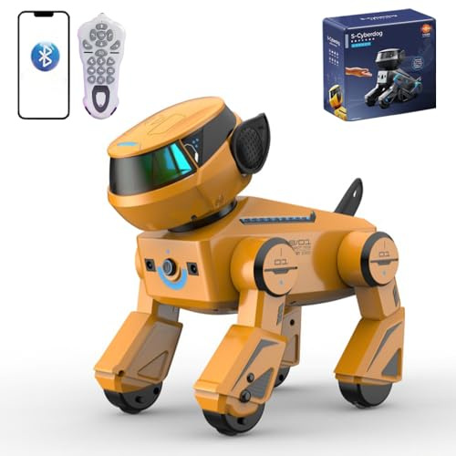 Ledovan Roboter Hund Kinder Ferngesteuerter Spielzeug, Interaktiver AnfassenRoboterhund für Kinder 3-12 Jahren Geschenke,Intelligenter Singen und Tanzen Programmierung Handstand-Liegestütze (Orange)