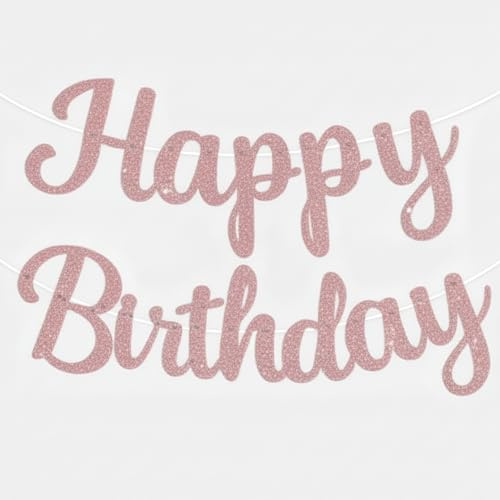 Happy Birthday Girlande, DIY Glitter Geburtstagsbanner aus Papier, Girlande Happy Birthday für Geburtstag Deko Frauen und Erwachsene, 1 Set, Gold/Roségold (Rosé)