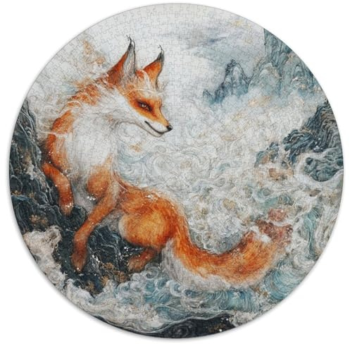 Fox Puzzle 1000 Teile Rund Fur Erwachsene Und Kinder Tieres Haustiers Cute Legespiel Geschicklichkeitsspiel Geschenk Fordernd Kleinkinder 1000pcs (67.5x67.5cm)