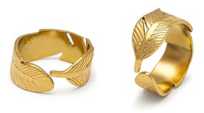 VLNET | Vestopaw bague en acier plaqué or | modèles feuilles, lave et sceau | tg taille unique réglable | artisanat, acier, Aucune pierre précieuse