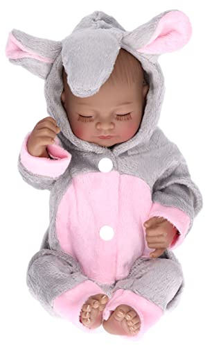 OVAQUIXI Schöne 10 Zoll Lebensechte Silikon-Babypuppe für, Rollenspielspielzeug, Neugeborene (10 Zoll großes schwarzes Mädchen mit)