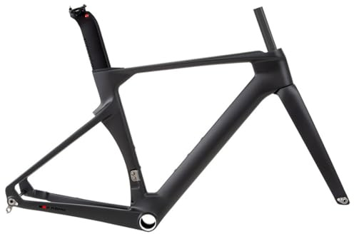 HIMALO Carbon Rennrad Rahmenset 700C Scheibenbremse Rennradrahmen Steckachse 12 * 100/12 * 142mm Breaking Wind Rahmen 43,5/46/48/50/52/54/56cm Fahrradrahmen Interne Kabelführung(Black,56cm)
