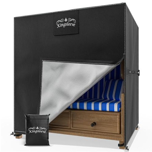 Kingsleeve® Copertura Protettiva per Poltrona Sdraio da Spiaggia Resistente all'inverno 135x105x175/140cm Copertura Impermeabile e Resistente ai Raggi UV Coperture sedie Sdraio da Spiaggia Strandkorb