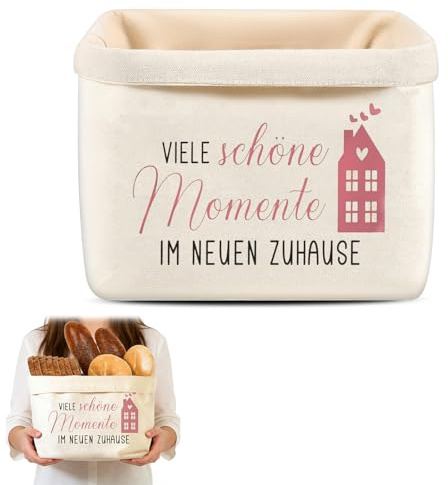 Cesta de Pan de Tela con Mensaje Muchos Buenos Momentos en la Nueva Casa Entradas o Mudanzas, Regalos Originales para Nuevo Apartamento
