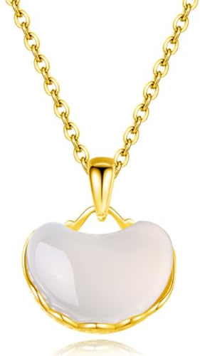 Collana con pendente in calcedonio naturale in argento sterling per donna Collane con fagioli di acacia in oro 18 carati Collane con temperamento alla Girocollo Gioielli Regali Per donne e ragazze