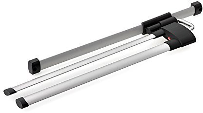 Hailo Secco Alu Line | 2-Armiger ausziehbarer Handtuchhalter aus Aluminium | Unterbau- und Seitenwand-Montage für Küche | Handtuchstange Modell 3132101 in beliebiger Montage