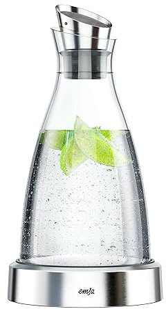 Emsa Flow Classic Caraffa Refrigerante, Caraffa in Acciaio Inox 18/10, Lavabile in Lavastoviglie, per Acqua, Succhi o Vino, 14 x 14 x 30 cm