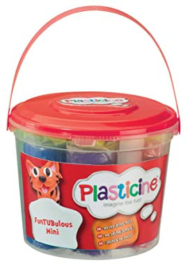 Plasticine FunTubulous Mini, Original Modelling Clay, Soft and Non-Hardening, Includes 7 Mini Bumper Sticks of Plasticine in Plastic Bucket with Carry Handle, Suitable for Ages 3+