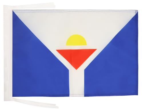 AZ FLAG Drapeau Saint-Martin 45x30 cm Polyester 100D Cordelettes | Usage intérieur et extérieur Drapeau décoratif de l’île de Saint-Martin coutures doubles et bords renforcés