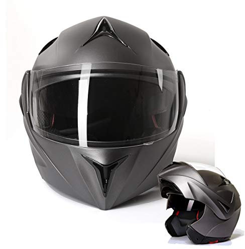 Citomerx Prometheus Casque de Moto intégral modulable CMX Gris Mat, Titane