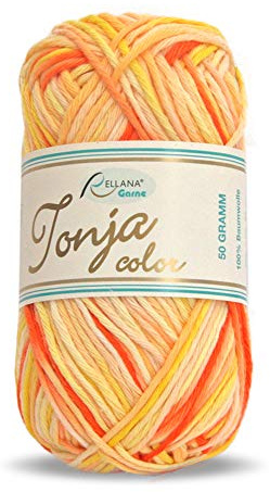 Rellana 50g Schulgarn Tonja Color - Farbe: 423 - orange-lachs-gelb-weiß - (Lager: Bü-grCo-li-o)