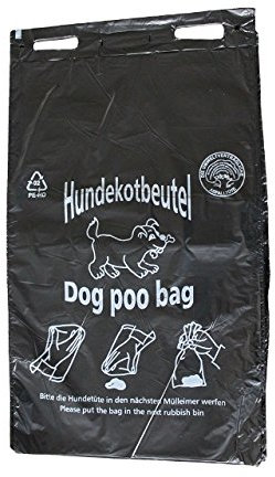 Hundekotbeutel SCHWARZ - ÖKO - schwarz bedruckt weiss - starke Qualität Stärke ca. 13 mµ - abreissbar - 20 x 32 cm (3000 Stück)