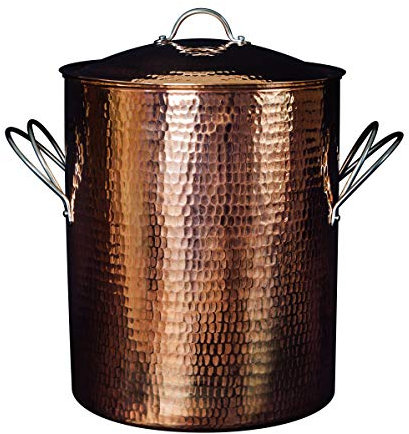 Sertodo Copper Big Beautiful Stock Pot with Lid | 14 Qt Capacity | 10 in Diameter, 12 in Deep | Pure Copper, Heavy Gauge, Hand Hammered | Patented Stainless Steel Handle System | Functional, Stylish